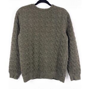Zara Mens 3D Grandpa Sweater‎ M Green Crewneck Retro Grunge 90s Minimalist